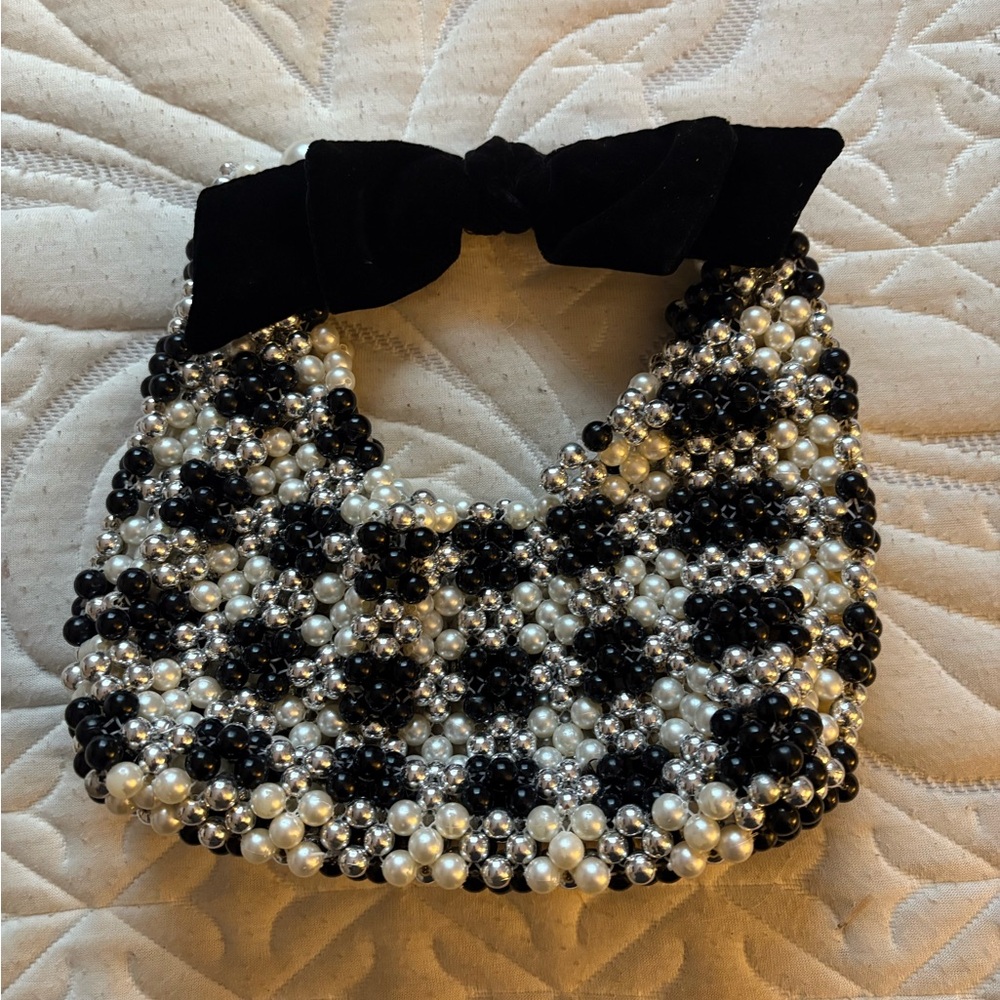 Target Black and White Beaded Clutch